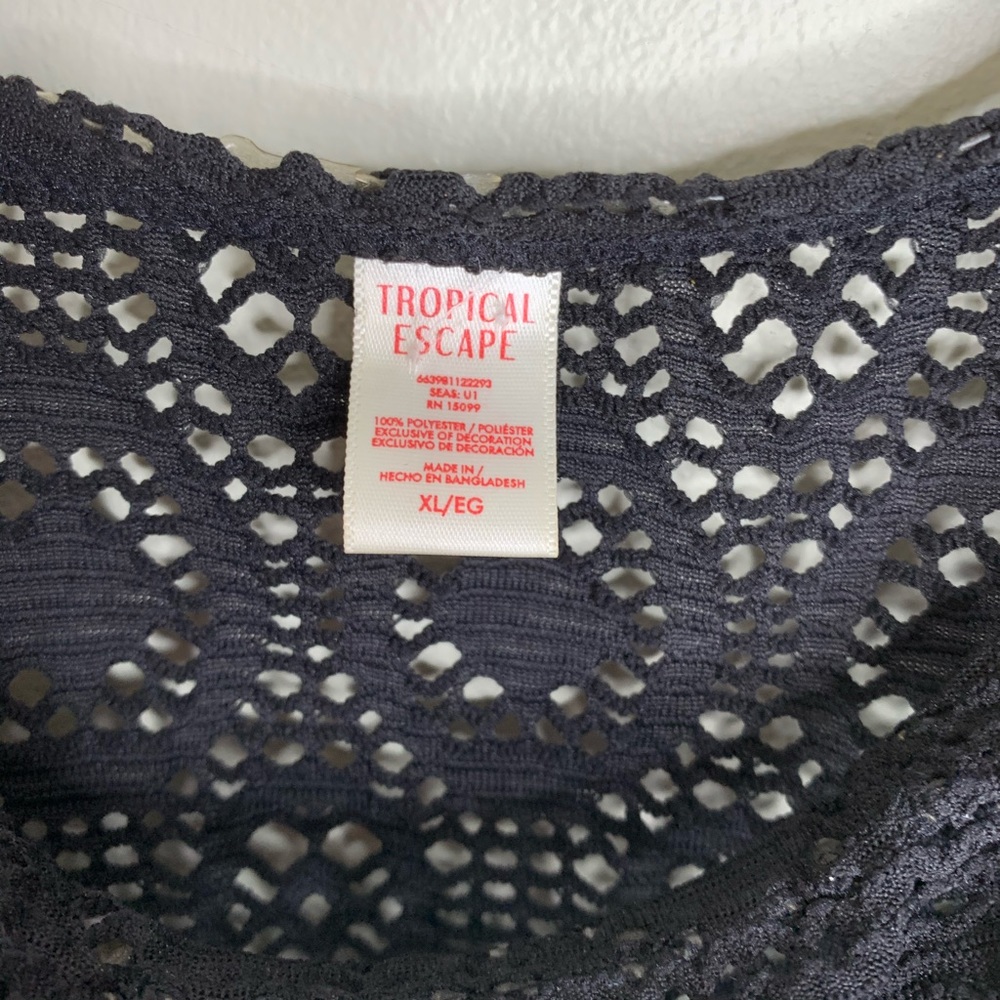 Tropical Escape Sheer Lace Black Cover-Up Sz XL - Picture 3 of 4